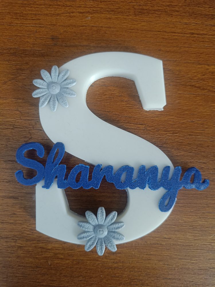 Custom 3D printed name letter S — Sharanya